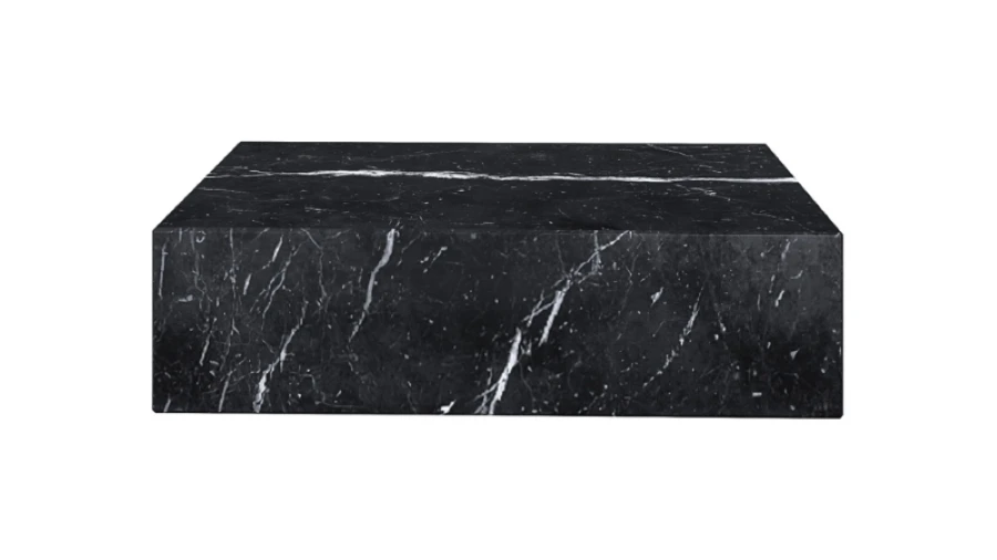 Nero Marquina marmar blokli kofe stoli